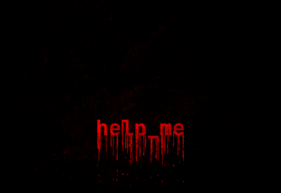 The red channel LSB plane showing the text help_me dripping like blood